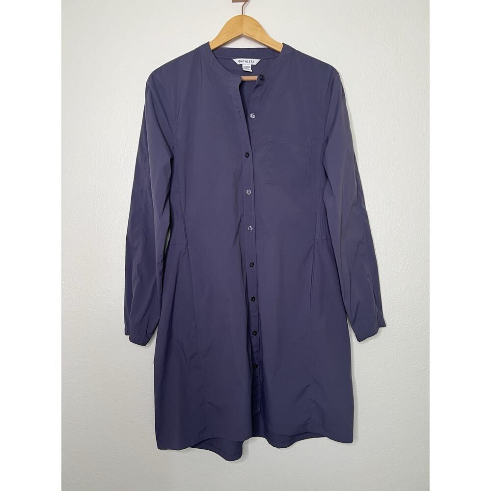 Athleta Long Sleeve Button Down Muted Purple Mini Dress Size Medium